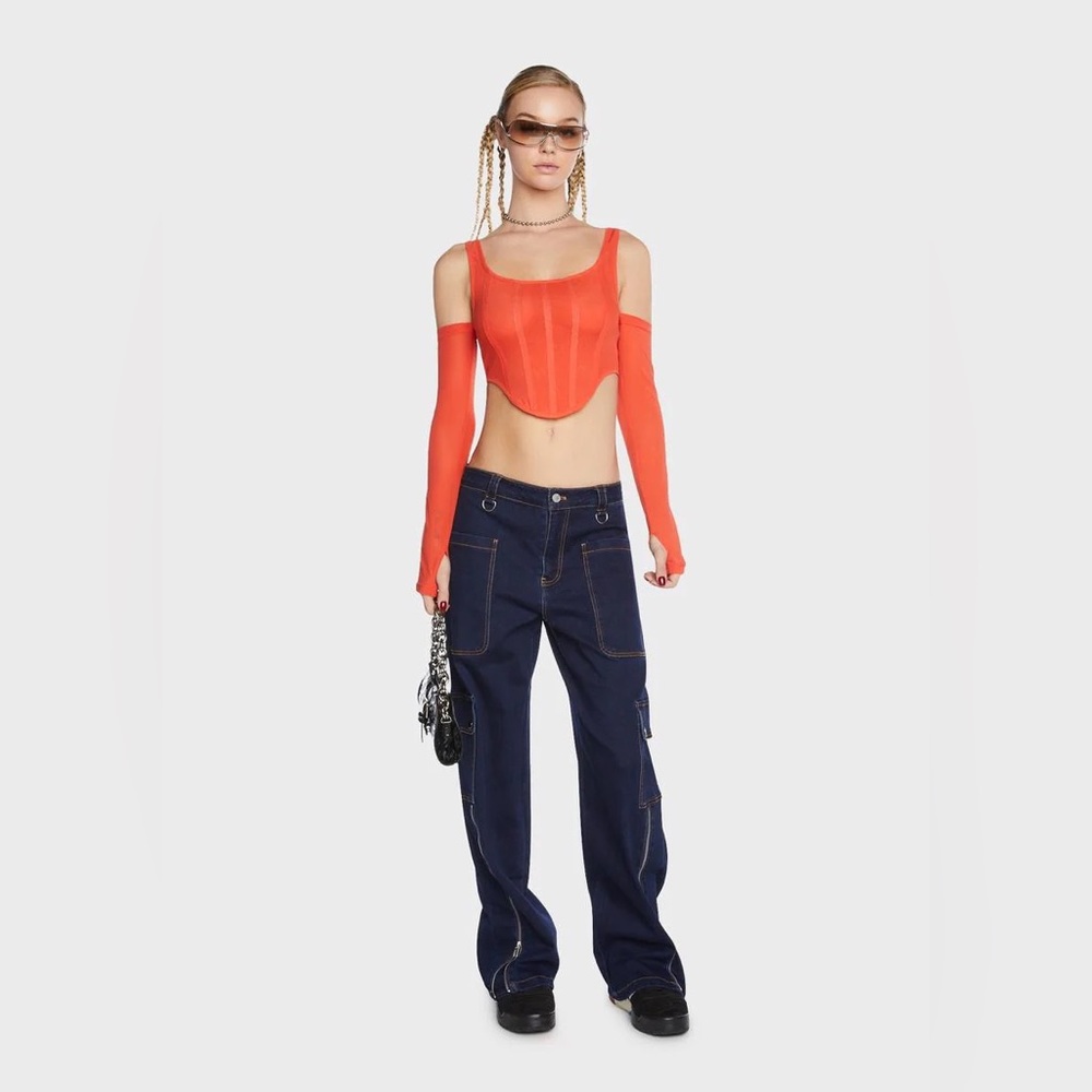 BNWT BY DYLN Orange Aria Corset Top (Sz M, REVOLVE, $125, DOLLSKILL)